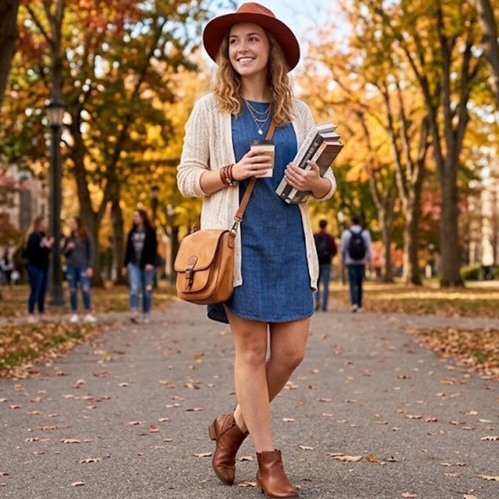 Forever 21 Blue Denim Short Sleeve Dress Cottagecore Minimalist Clean Girl M